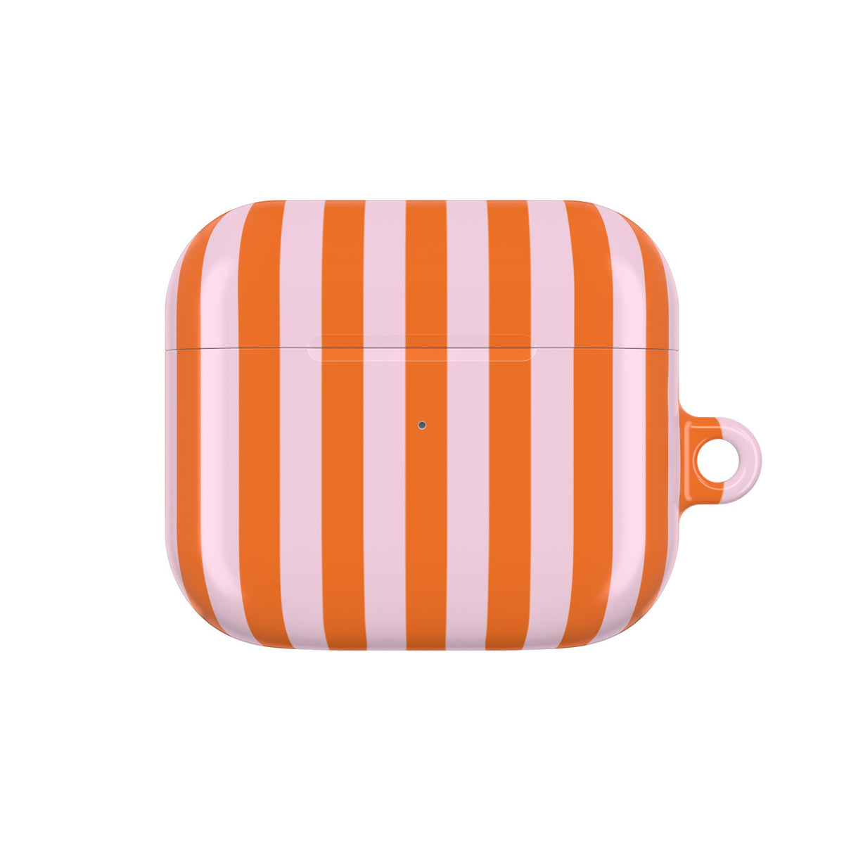 Orange Cabana Stripe AirPods case front and back detail