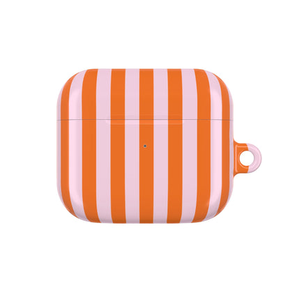 Orange Cabana Stripe AirPods case front and back detail