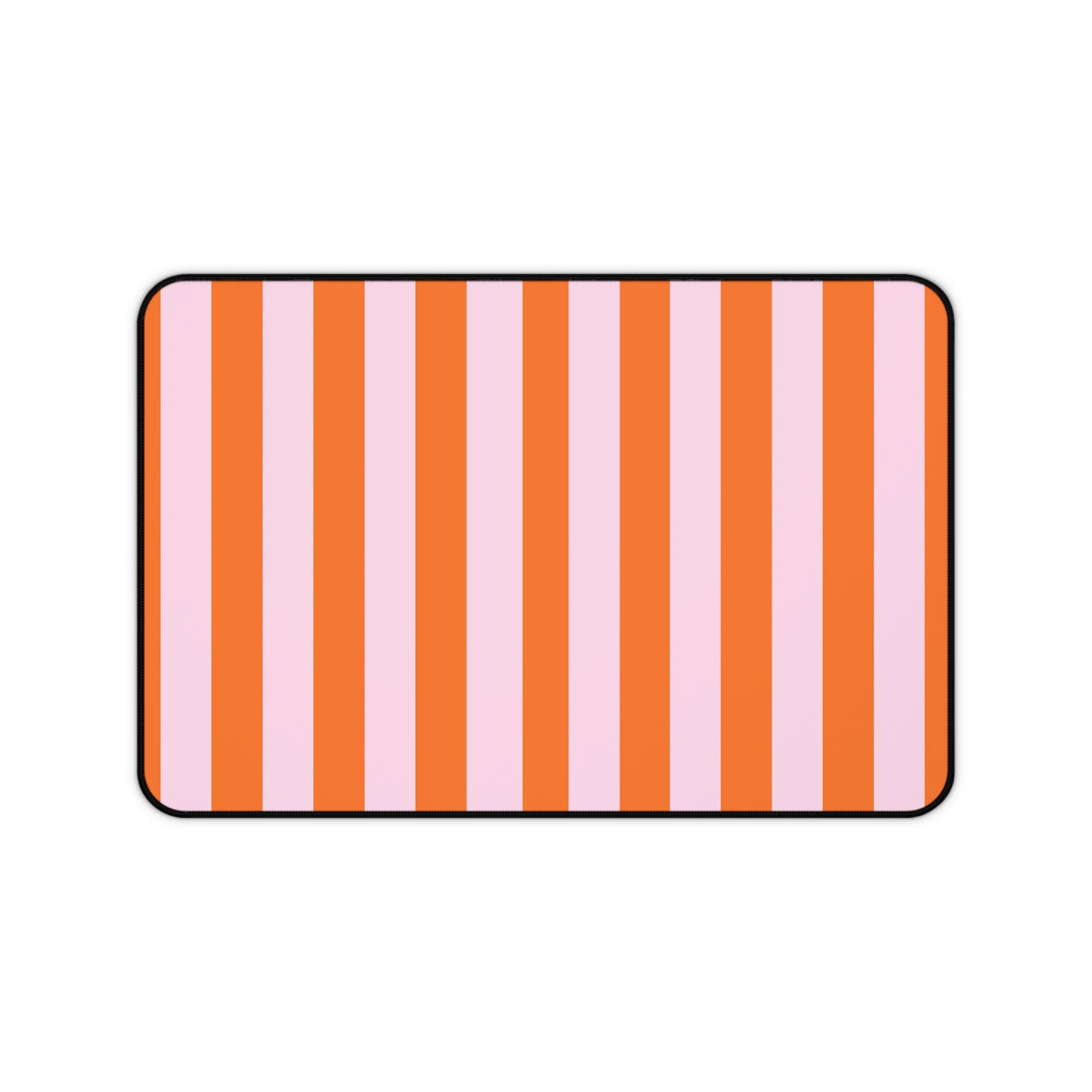 Orange Cabana Stripe desk mat 12 x 18 inch in orange and pink vertical stripes