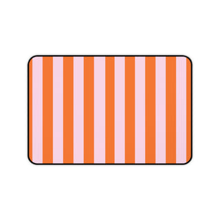 Orange Cabana Stripe desk mat 12 x 18 inch in orange and pink vertical stripes