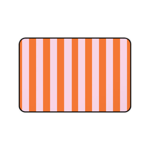 Orange Cabana Stripe desk mat 12 x 18 inch in orange and pink vertical stripes