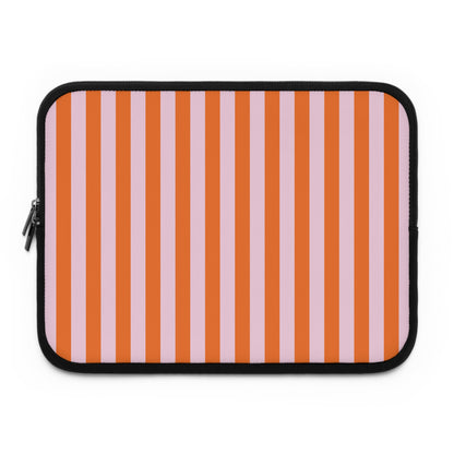 Orange cabana stripe laptop sleeve printed front