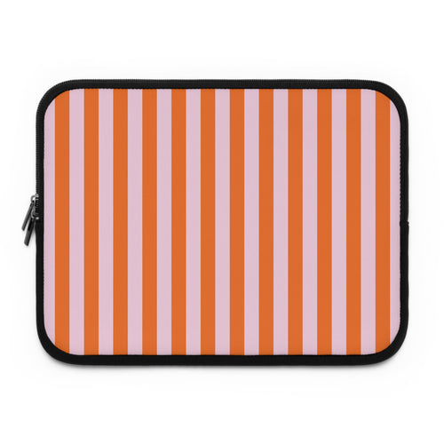 Orange cabana stripe laptop sleeve printed front