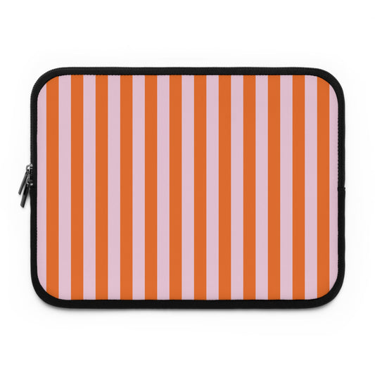 Orange cabana stripe laptop sleeve printed front
