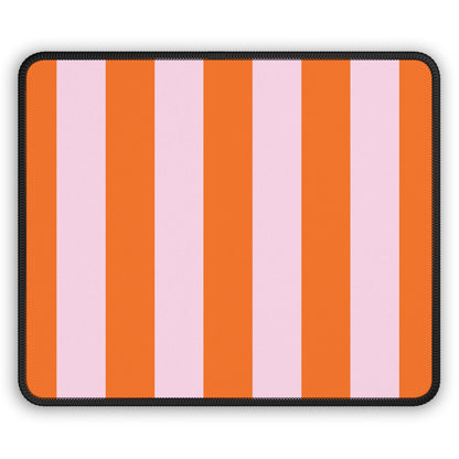 Orange Cabana Stripe mouse mat in orange and pink vertical stripes