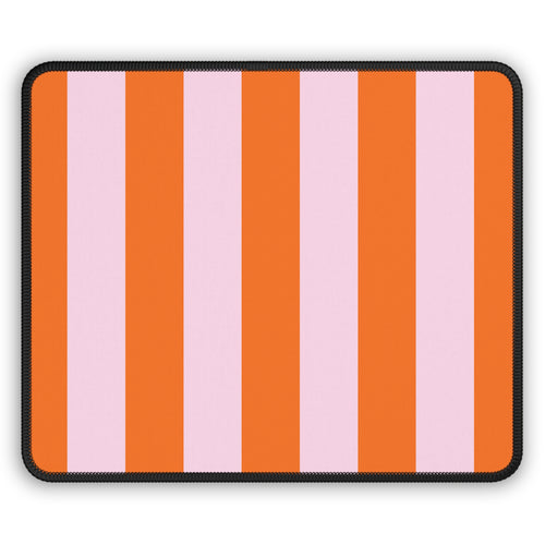 Orange Cabana Stripe mouse mat in orange and pink vertical stripes