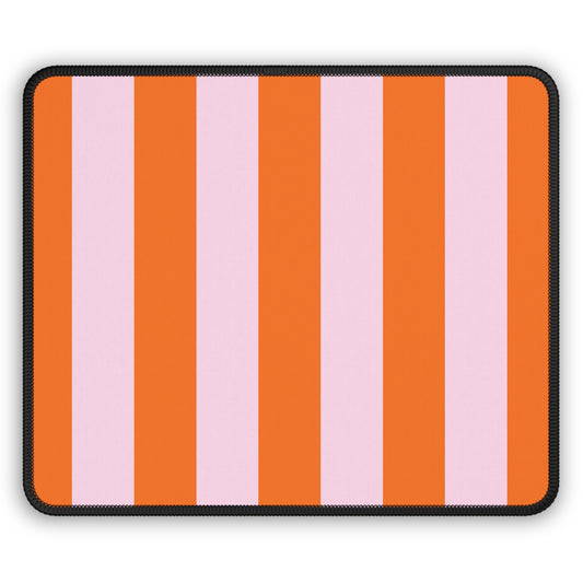 Orange Cabana Stripe mouse mat in orange and pink vertical stripes