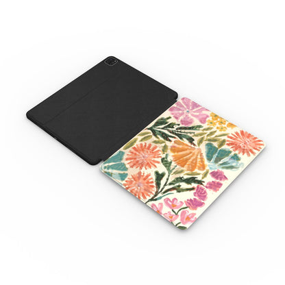 Painted Garden iPad case open flat