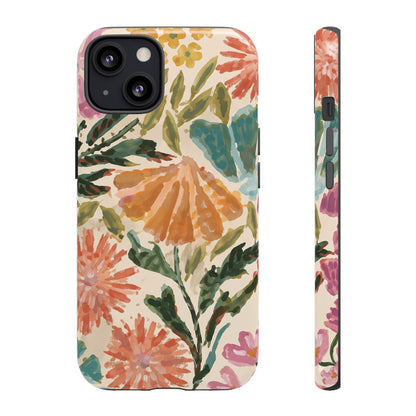 Painted Garden tough phone case back and side view