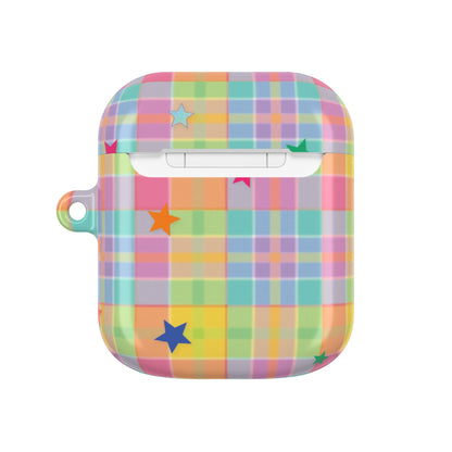 Back of the Pastel Plaid Stars AirPods Pro case