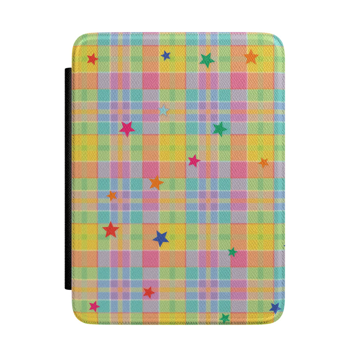 Pastel Plaid Stars Kindle case with pastel madras plaid and bright stars