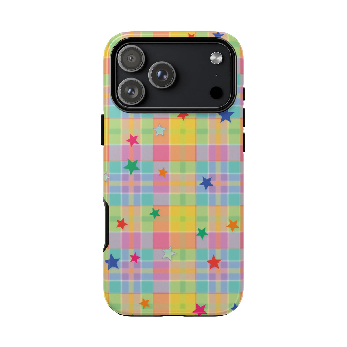 Pastel Plaid Stars tough phone case for Samsung, back view