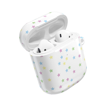 Pastel stars AirPods case open at an angle