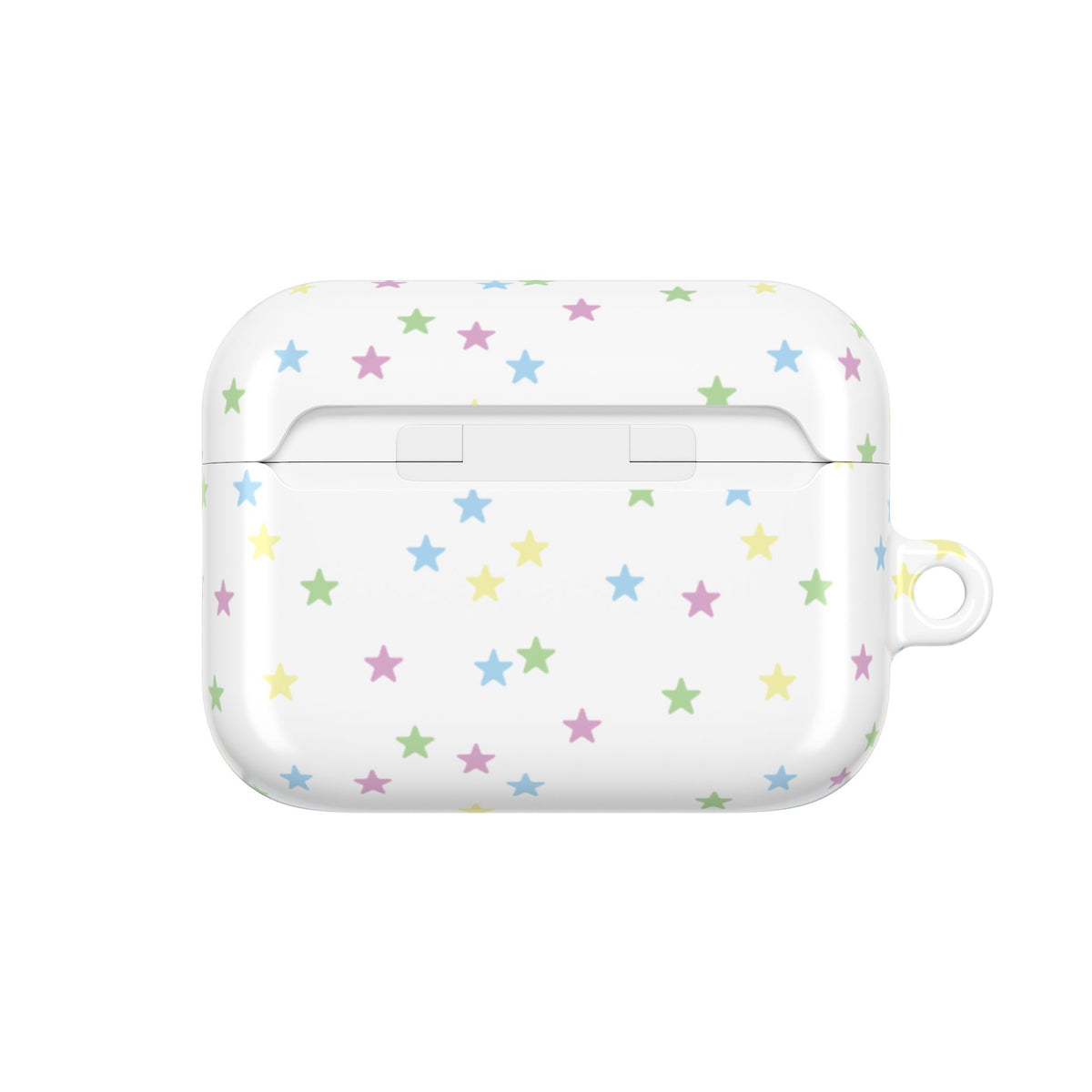 Pastel stars AirPods case closed, top view of the lid