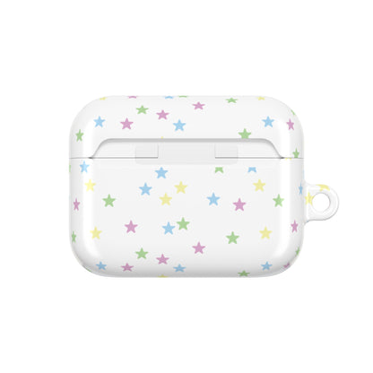 Pastel stars AirPods case closed, top view of the lid