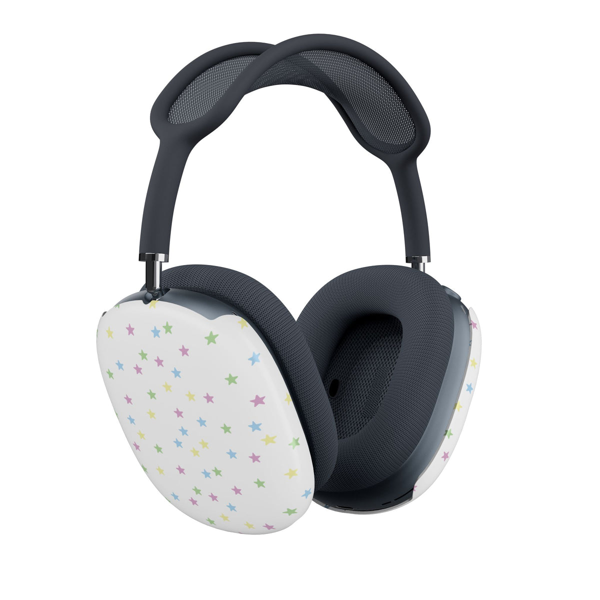 Pastel Stars AirPods Max shells seen from a second angle on the headphones