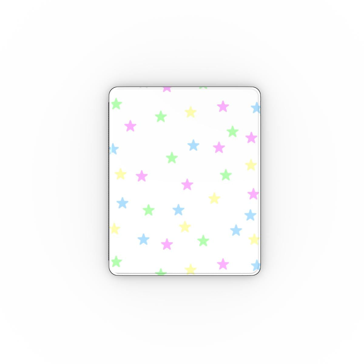 Pastel Stars iPad case front cover with scattered pastel stars on white