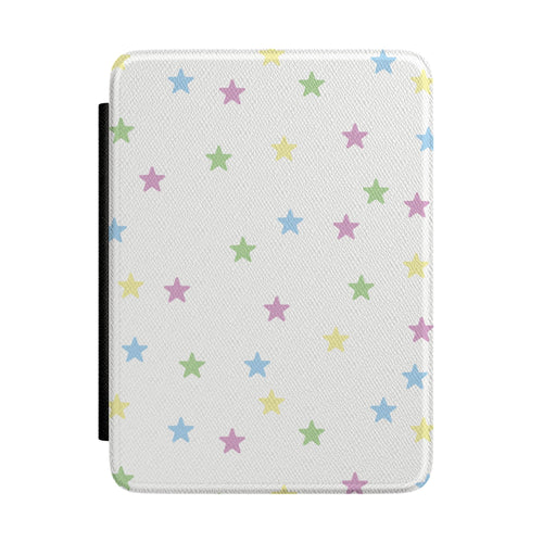 Pastel Stars Kindle case front cover with scattered pastel stars on white
