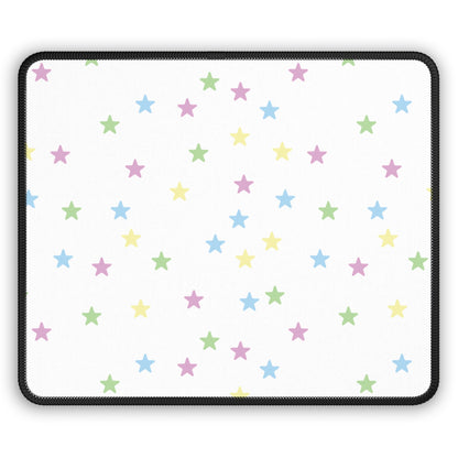 Pastel Stars mouse mat laid flat showing scattered stars on white