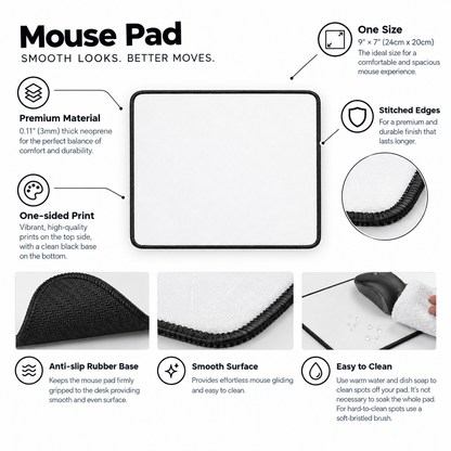 Mouse mat size and compatibility information card