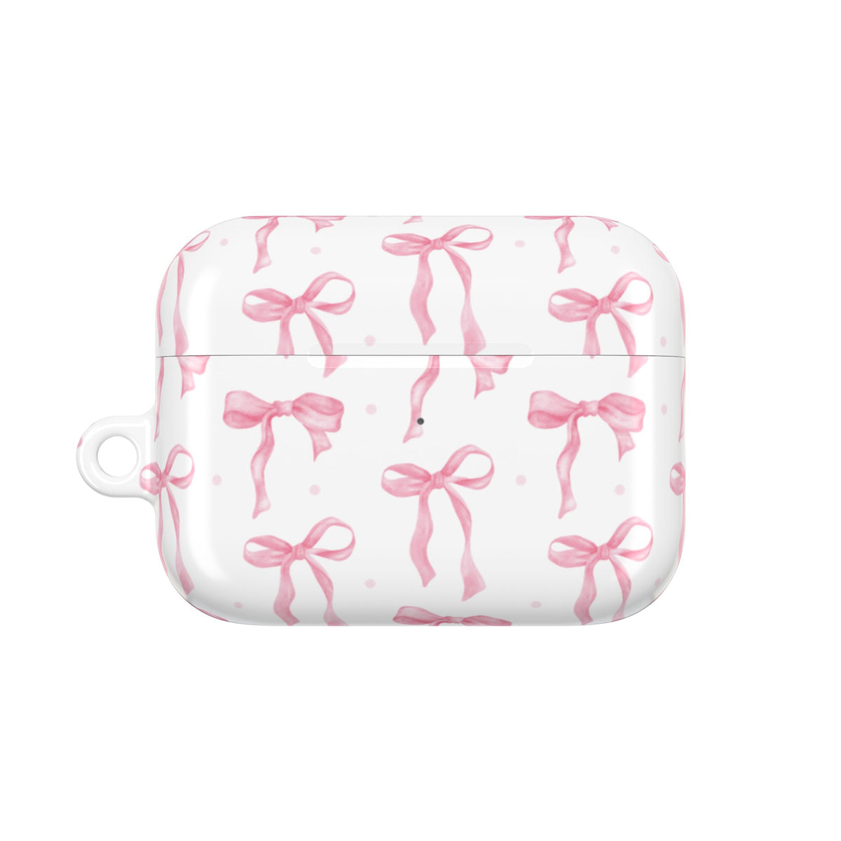 Pink Bow AirPods case with a watercolour bow print