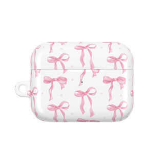 Pink Bow AirPods case with a watercolour bow print
