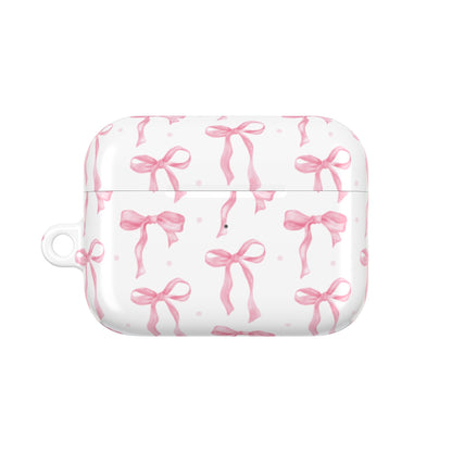 Pink Bow AirPods case with a watercolour bow print
