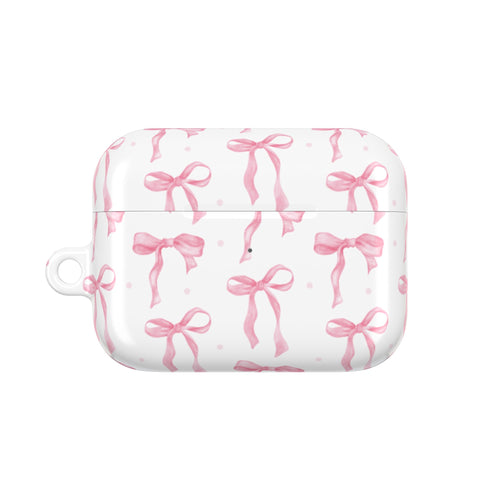 Pink Bow AirPods case with a watercolour bow print