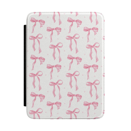 Pink Bow Kindle case with a soft pink bow print on white