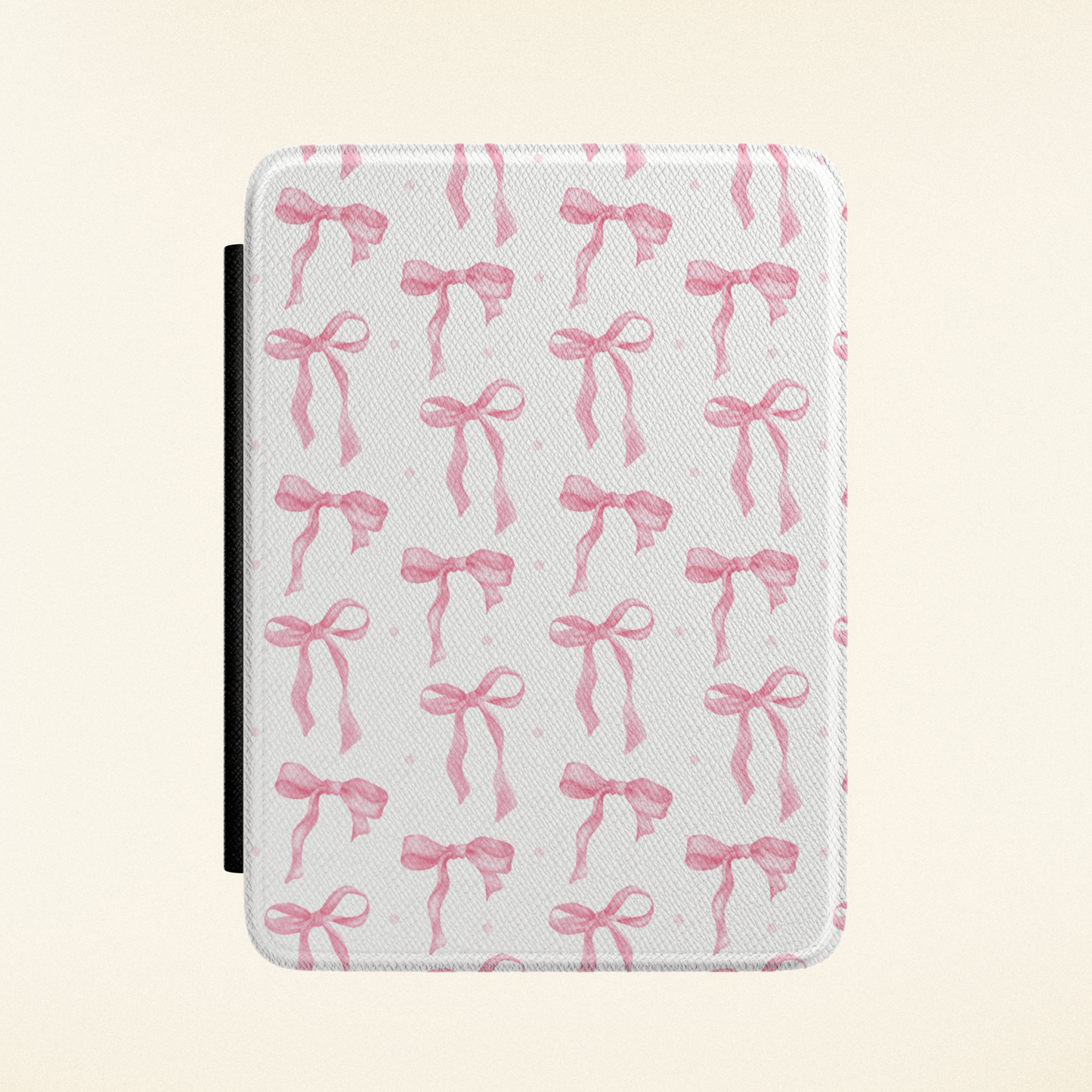 Pink Bow Kindle case with soft rose ribbons on a white ground