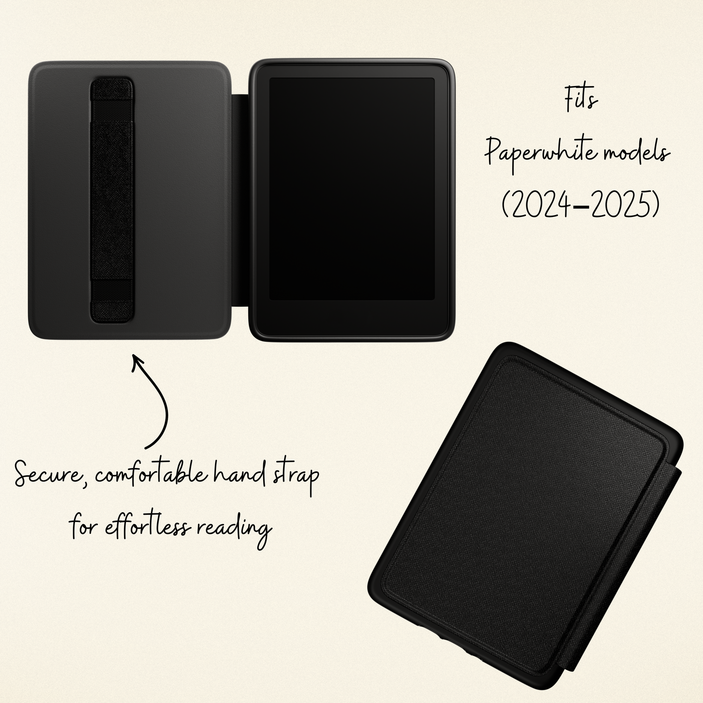 Delicate rose ribbon repeat on a satin-finish Kindle cover