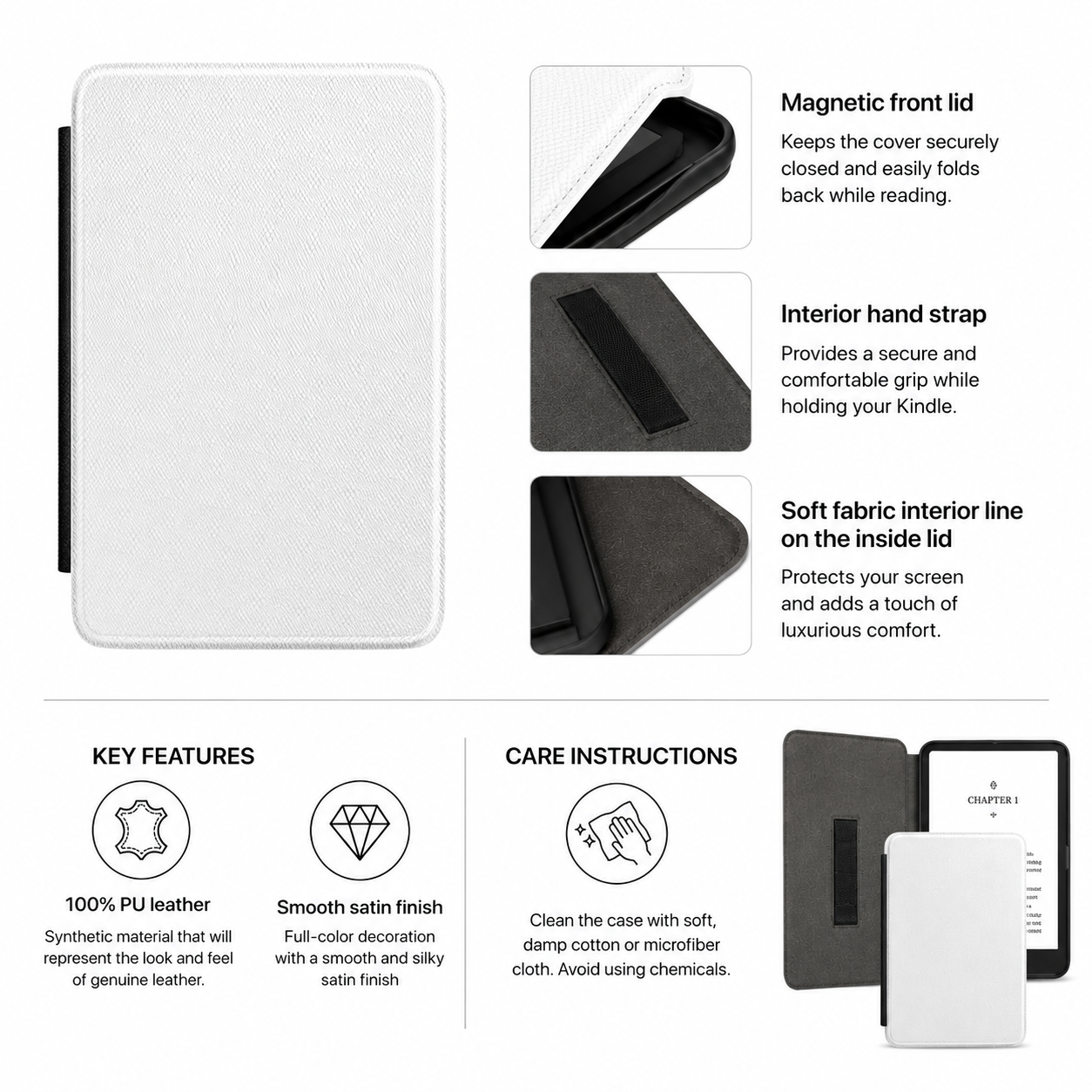 Kindle case size and compatibility information card