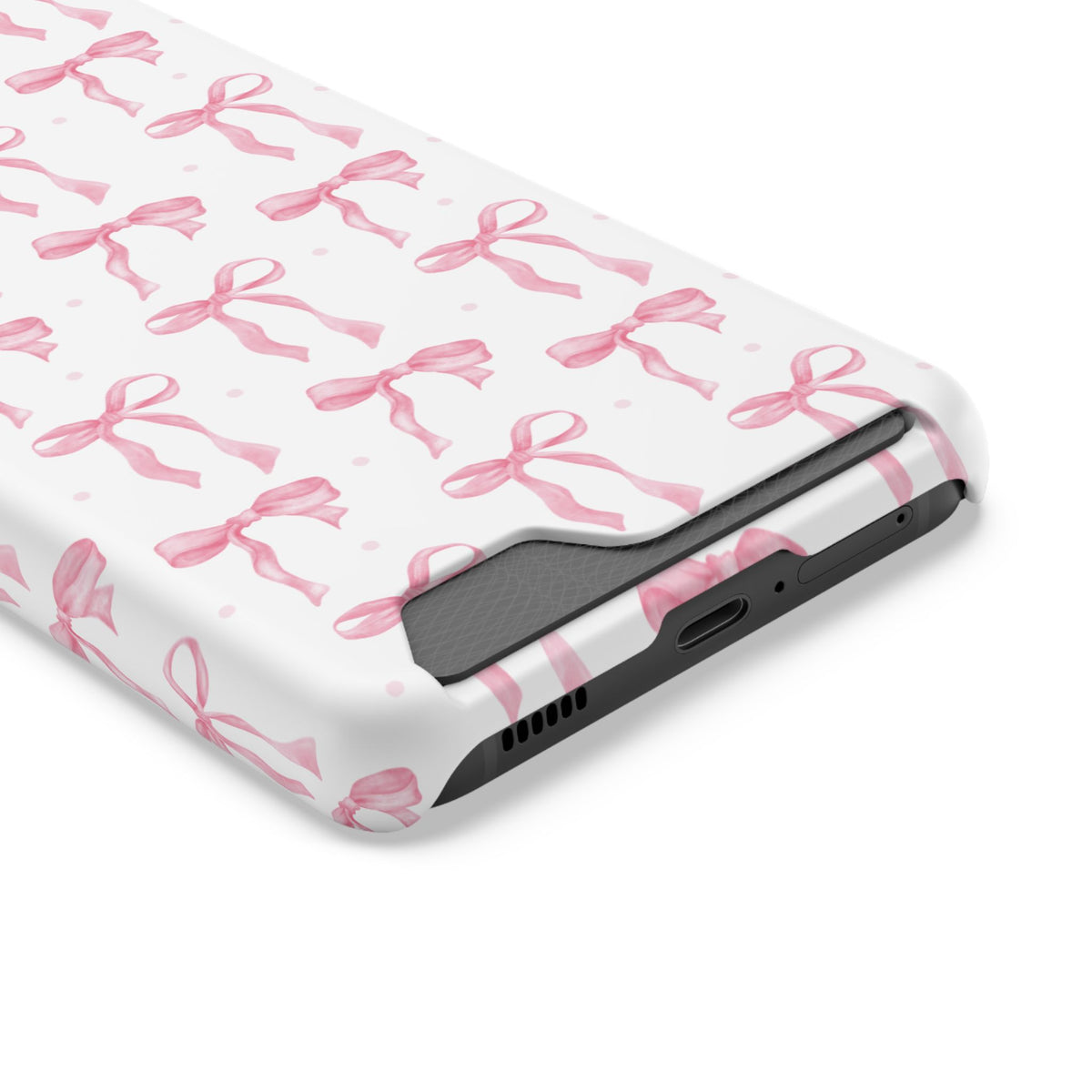 Card slot on the back of the Pink Bow phone case