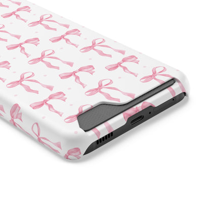 Card slot on the back of the Pink Bow phone case