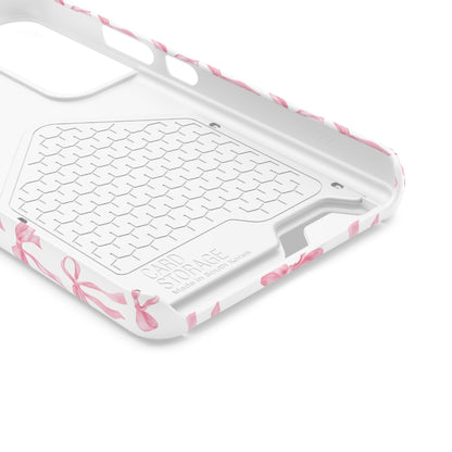 Inside of the Pink Bow phone case with card holder