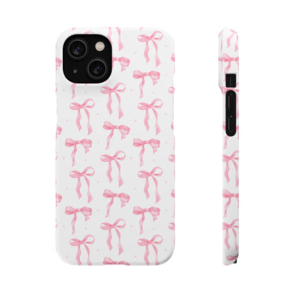 Back and side of the slim Pink Bow snap phone case
