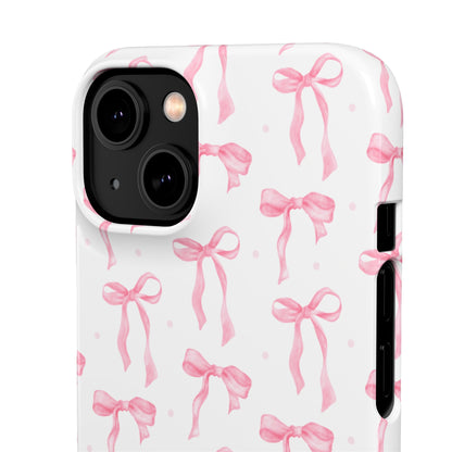 Pink Bow snap phone case on a second iPhone model