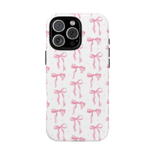 Pink Bow MagSafe phone case with a watercolour bow print