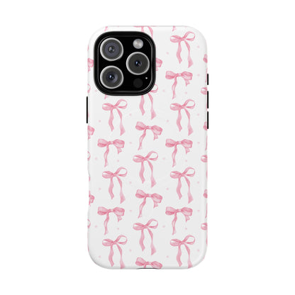 Pink Bow MagSafe phone case with a watercolour bow print