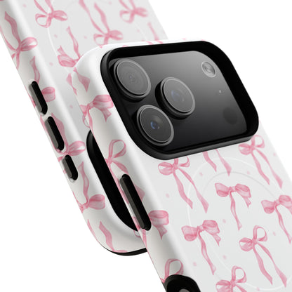 Close-up of the camera cutout on the Pink Bow MagSafe case