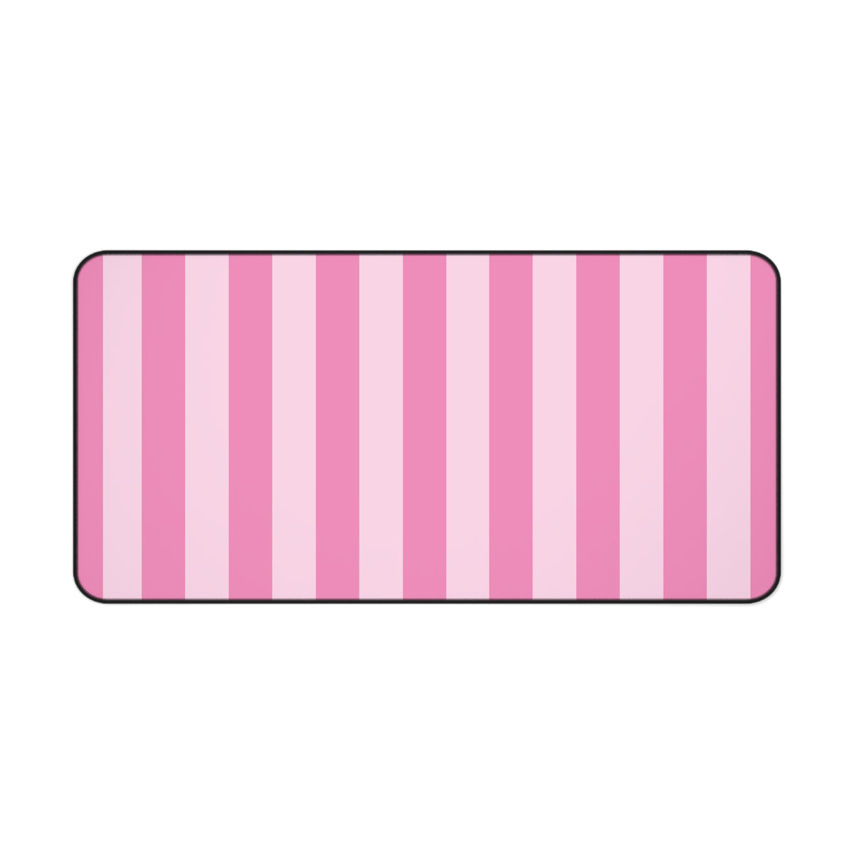 Pink cabana stripe desk mat laid flat