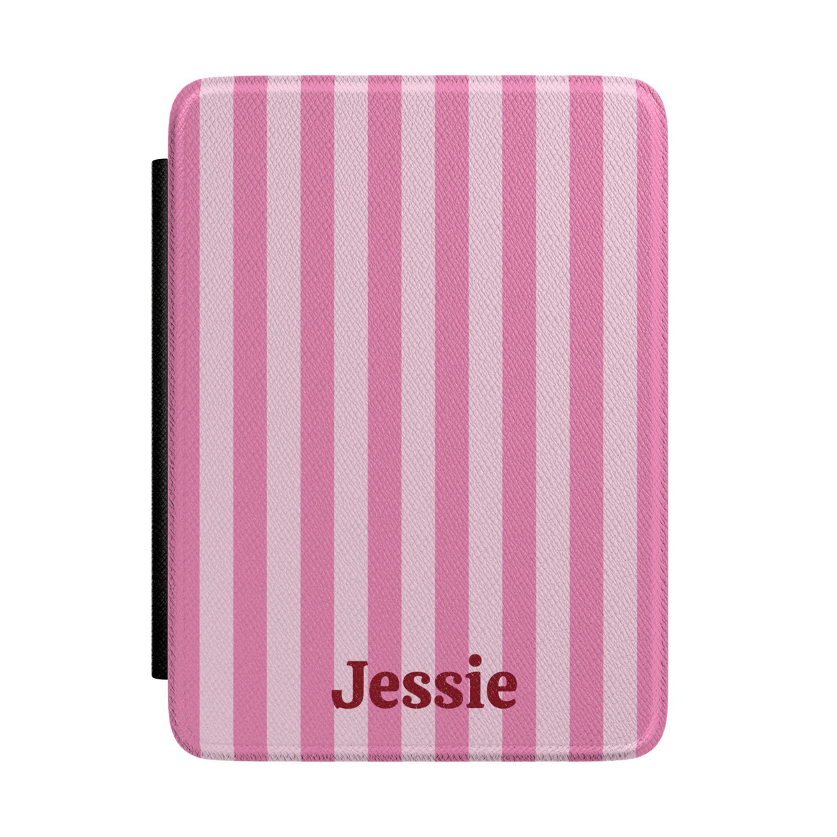 Pink cabana stripe Kindle case personalised with a name