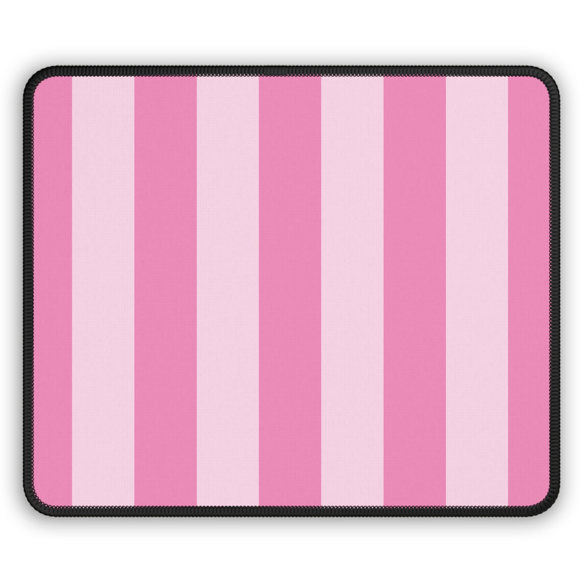 Pink cabana stripe mouse mat laid flat