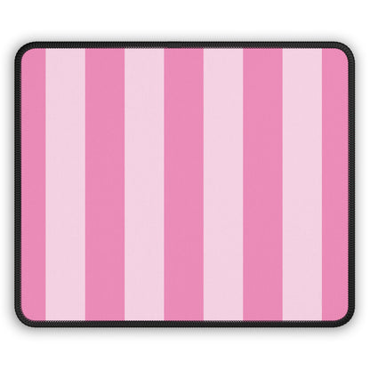 Pink cabana stripe mouse mat laid flat
