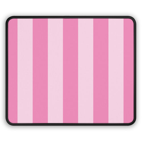 Pink cabana stripe mouse mat laid flat