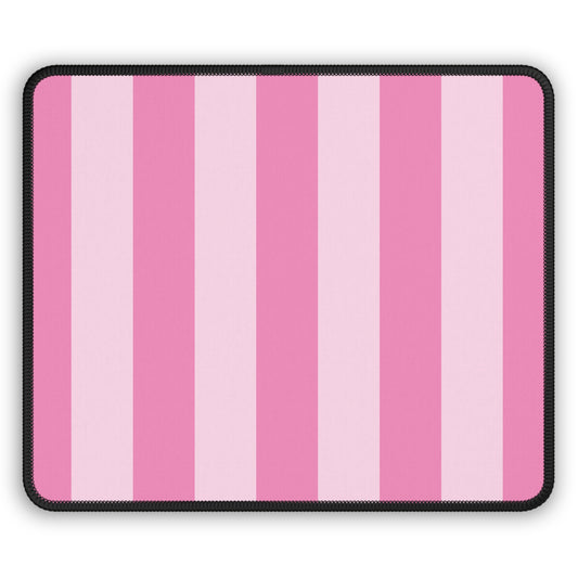 Pink cabana stripe mouse mat laid flat
