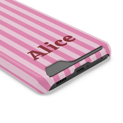 Card slot on the back of the Pink Cabana Stripe phone case