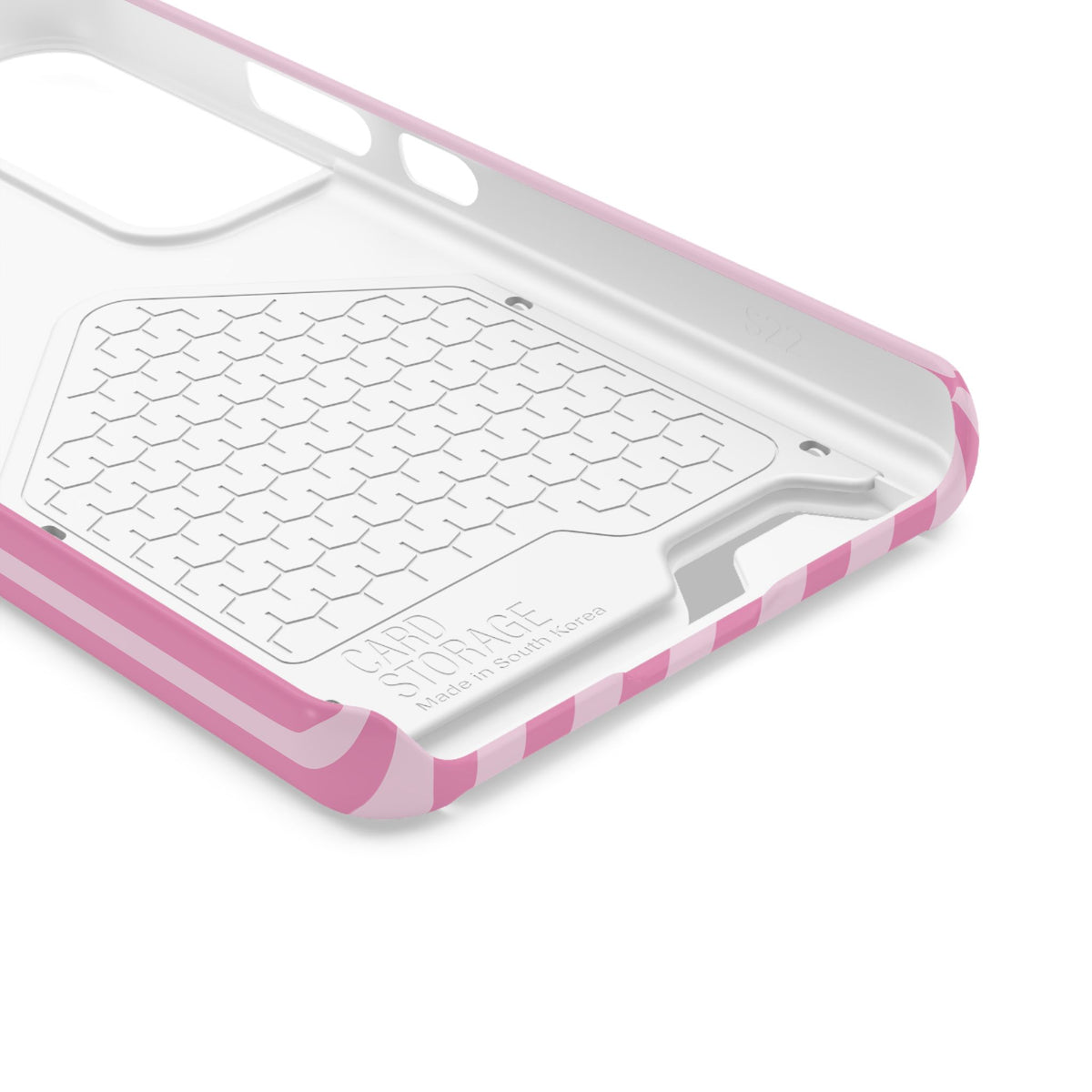 Inside of the Pink Cabana Stripe phone case with card holder