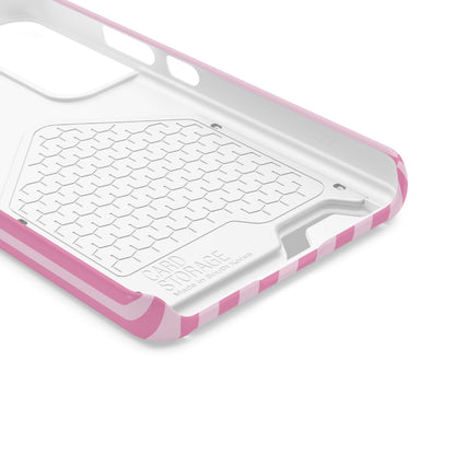 Inside of the Pink Cabana Stripe phone case with card holder