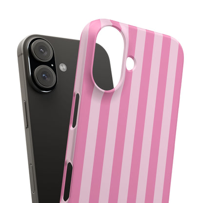 Pink Cabana Stripe snap case next to a phone